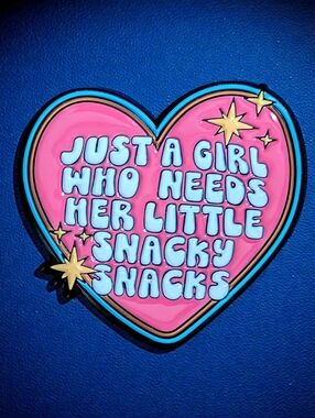 Pink Heart 'Just A Girl Who Needs Her Little Snacky Snacks' Enamel Brooch